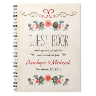 Carnet Invité givré Boook de mariage de Noël de cône de