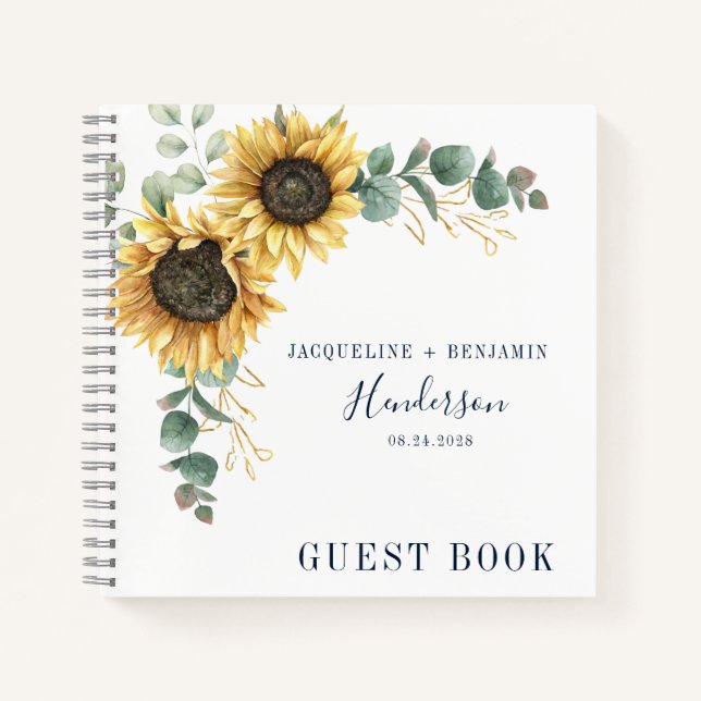 Carnet Invité Mariage de tournesol floral (Devant)