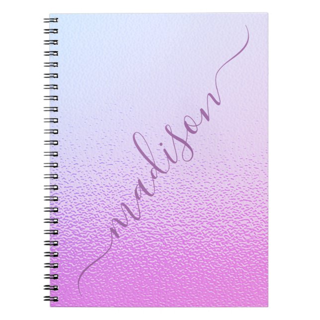 Carnet Iridescente Girly rose Shimmer Nom personnalisé (Devant)