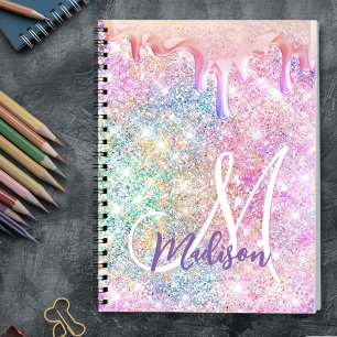 Carnet Iridescente licorne rose faux parties scintillant 