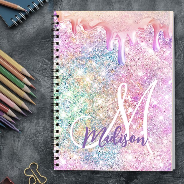 Carnet Iridescente licorne rose faux parties scintillant  (Créateur téléchargé)