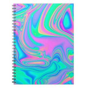 Carnet Iridescente marbrée texture holographique en dynam