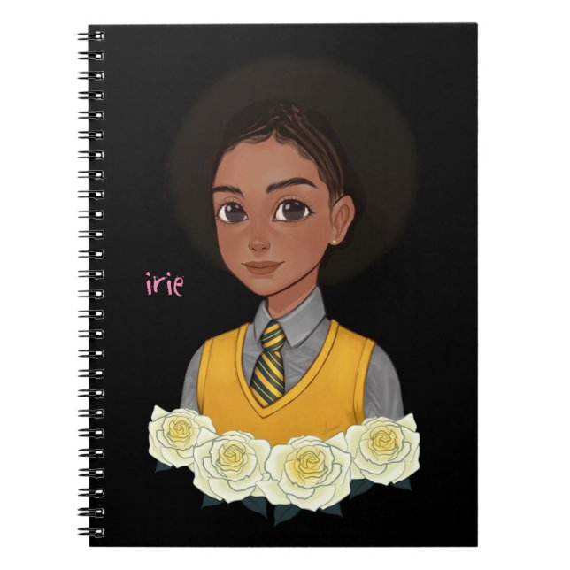 Carnet Irie Jamaïcaine écolière noire aux cheveux naturel (Devant)