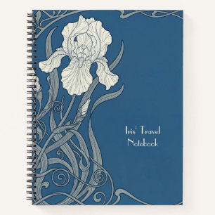 Carnet Iris Art Nouveau Bleu et Blanc