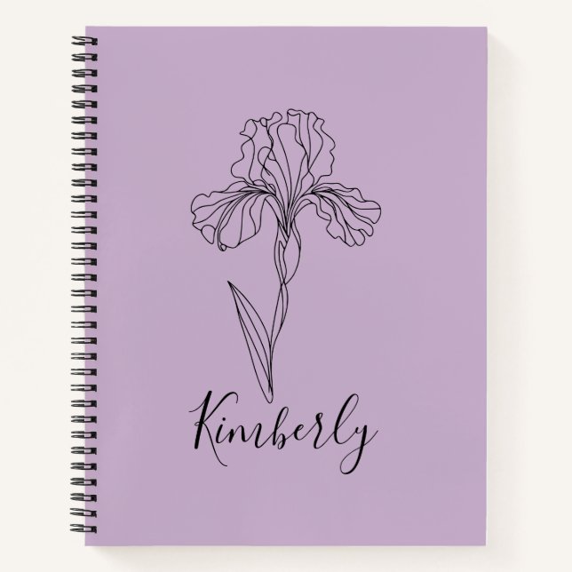Carnet Iris de février Fleur de naissance personnalisée (Devant)