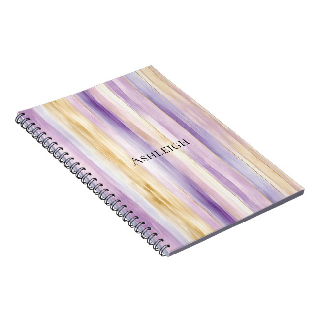 Carnet Iris rayures crème violet   (Côté Droit)
