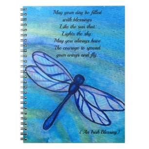 Carnet Irish Blessing Brave Blue Dragonfly Inspirational