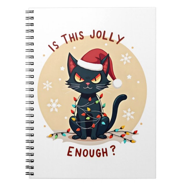 Carnet Is This Jolly Enough Funny Black Cat Christmas Tre (Devant)