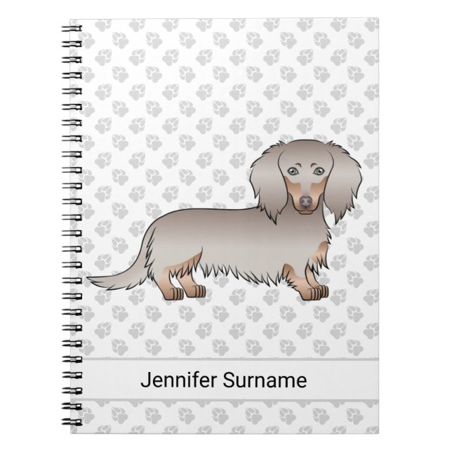 Carnet Isabella et Tan Longue Poil Chien Dachshund & Text (Devant)