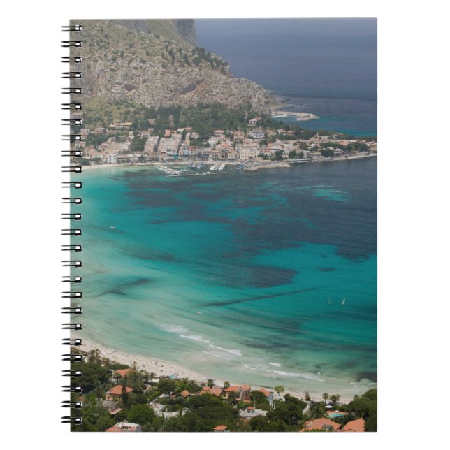 Carnet Italie, Sicile, Mondello, Vue de la plage depuis (Devant)