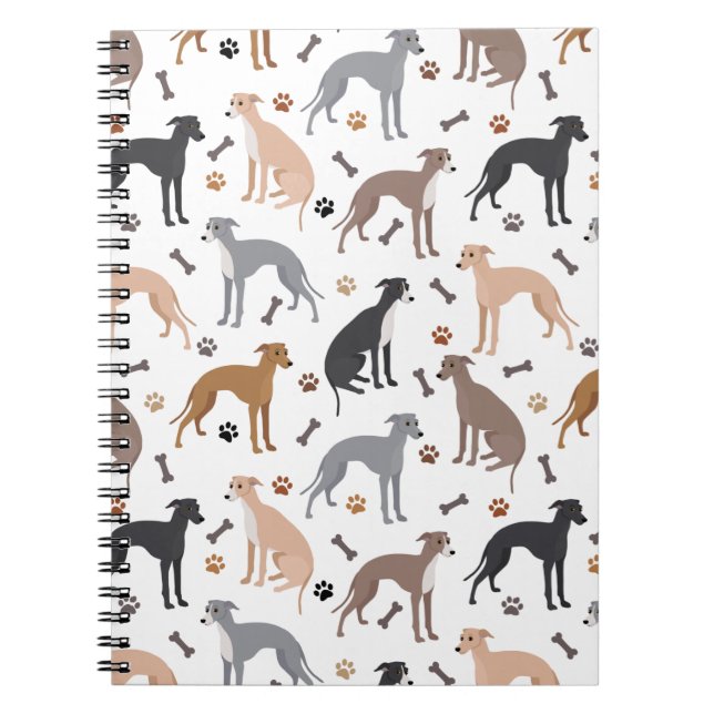 Carnet italien Greyhound Chig Bones and Paws (Devant)