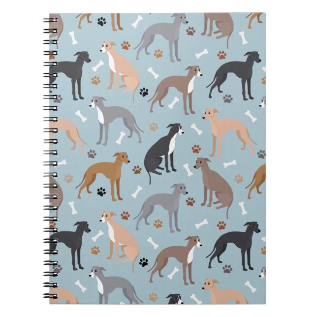 Carnet italien Greyhound Chig Bones and Paws (Devant)