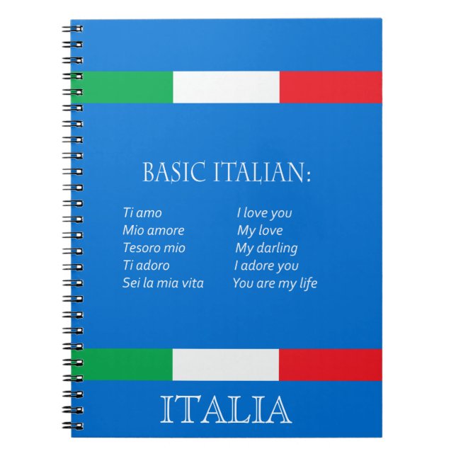 Carnet Italien voyage langue de base italienne azur bleu (Devant)