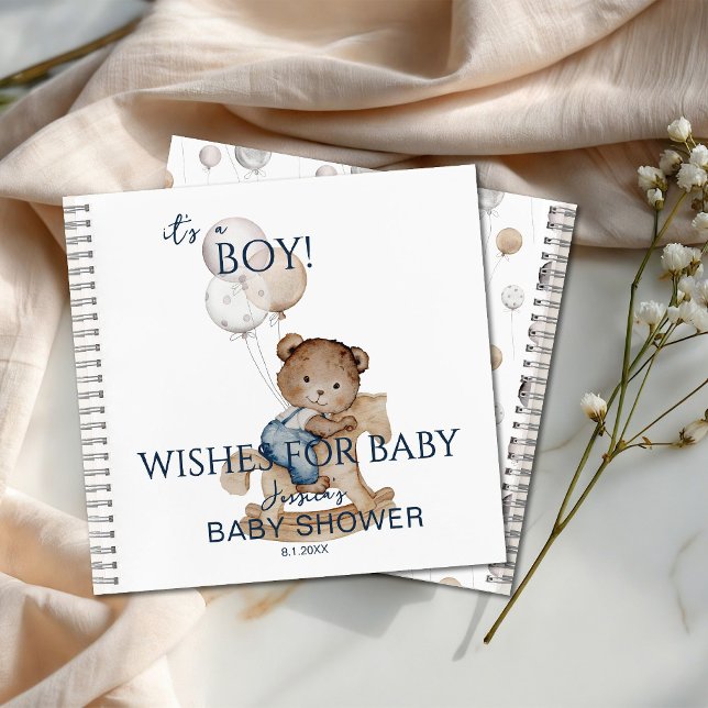 Carnet It's a Boy Teddy Bear & Balloons Wishes for Baby (Créateur téléchargé)