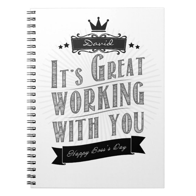 Carnet It's Great working with you, Happy Boss's Day (Devant)