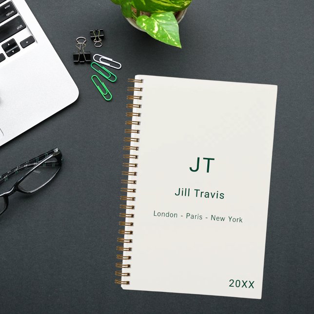 Carnet Ivory emerald green modern minimalst luxury (Créateur téléchargé)