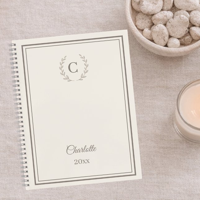 Carnet Ivory taupe Monogram Personalized Quiet Luxury (Créateur téléchargé)