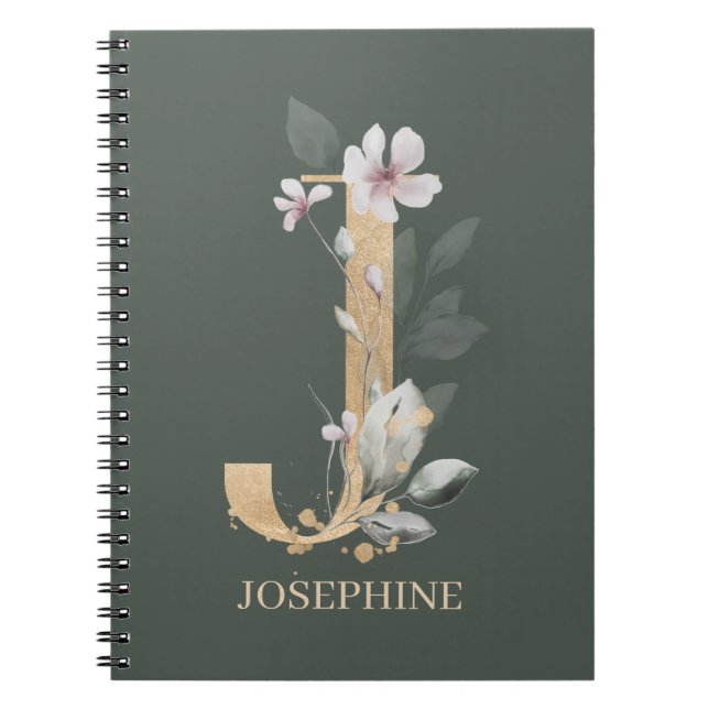 Carnet J Monogram Floral Personnalisé (Devant)