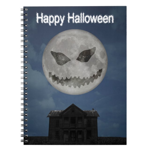 Carnet Jack-o'-lantern effrayant Lune d'Halloween (Devant)