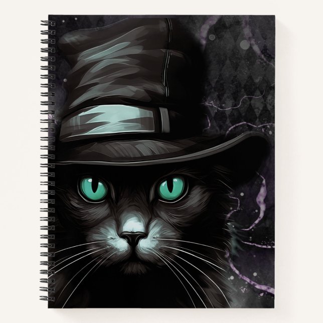 Carnet Jacquard Casquette de chat noir Encre d'alcool (Devant)