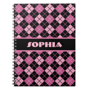 Carnet Jacquard noir et rose
