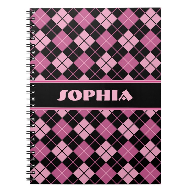 Carnet Jacquard noir et rose (Devant)