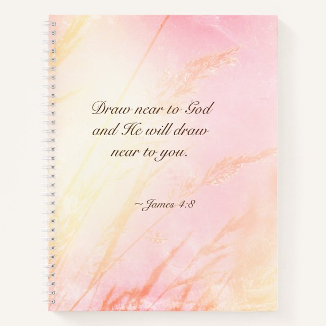 Carnet Jacques 4:8 Dessin Près de Dieu Bible Verse (Devant)