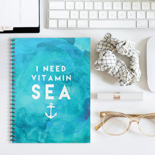 Carnet J'ai besoin de vitamine Mer Aquarelle Turquoise Ci
