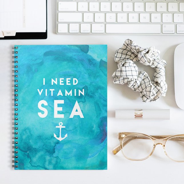 Carnet J'ai besoin de vitamine Mer Aquarelle Turquoise Ci (Créateur téléchargé)