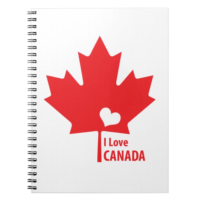 Carnet J'aime la feuille d'érable du Canada (Devant)