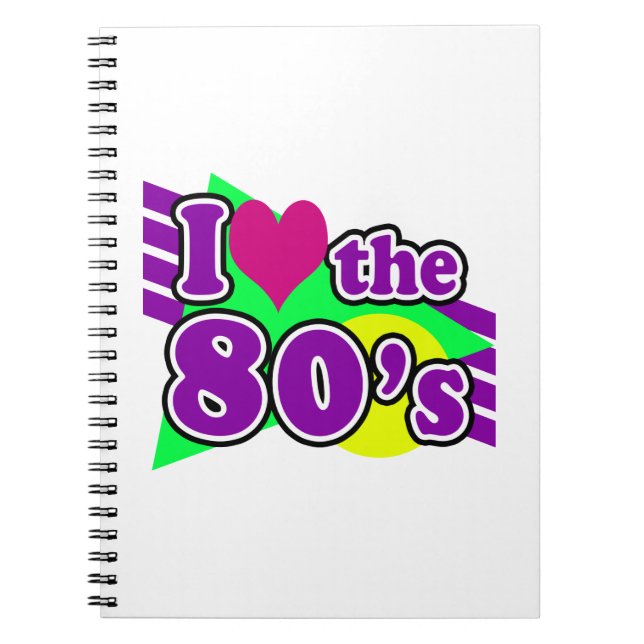 Carnet J'aime la partie au néon géométrique d'années '80 (Devant)