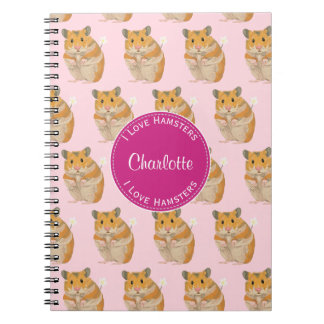 Carnet J'aime le motif rose de hamster de hamsters