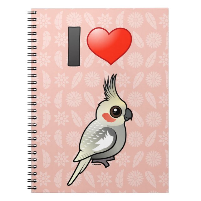 Carnet J'aime les Cockatiels ornés de paillettes (Devant)