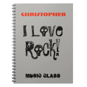 Carnet J'aime les crânes amusants de Rock Nom