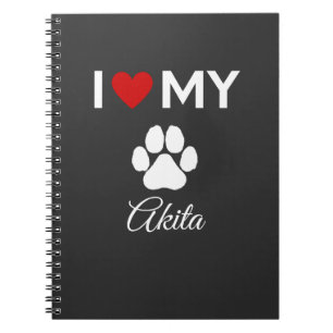 Carnet J'aime mon akita chien nom personnalisé