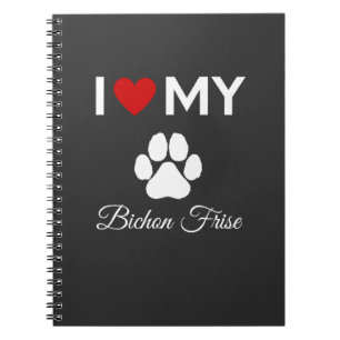 Carnet J'aime mon Bichon Frise chien texte personnalisé