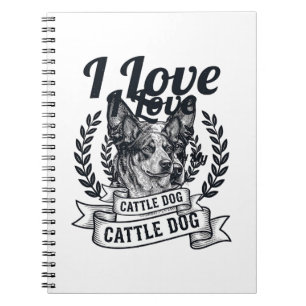 Carnet J'aime mon chien de troupeau design de gravure vin
