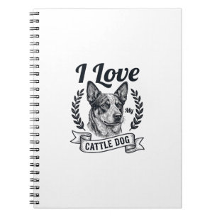 Carnet J'aime mon chien de troupeau gravure vintage Desig
