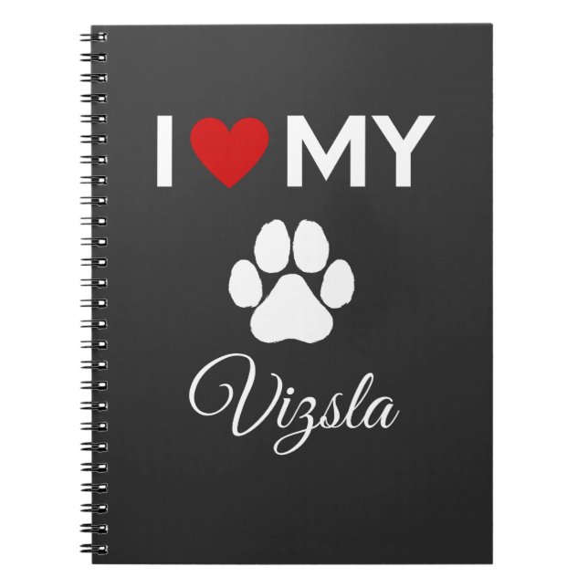 Carnet J'aime mon chien Vizsla texte personnalisé (Devant)