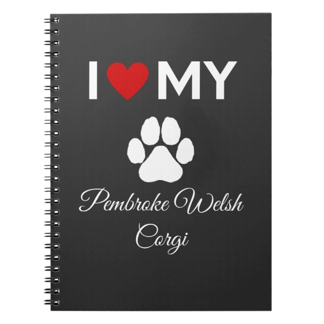 Carnet J'aime Pembroke Welsh Corgi chien texte personnali (Devant)