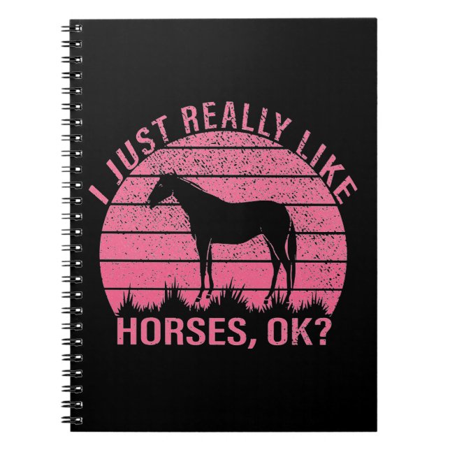 Carnet J'aime vraiment les chevaux en rose Rose (Devant)