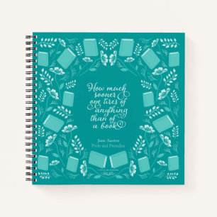 Carnet Jane Austen Fierté & Préjugés Turquoise Floral Lib