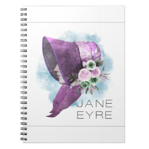 Carnet Jane Eyre Bonnet Fleurs violettes et bleues