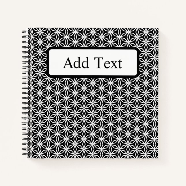 Carnet Japanese-Inspired Geometric Black & White Custom (Devant)