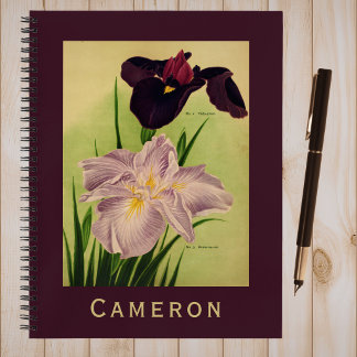 Carnet Japanese Water Iris Vintage Botanical Monogram