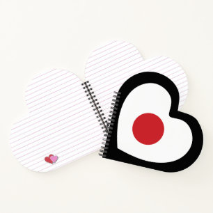 Carnet Japon   Coeur du drapeau japonais
