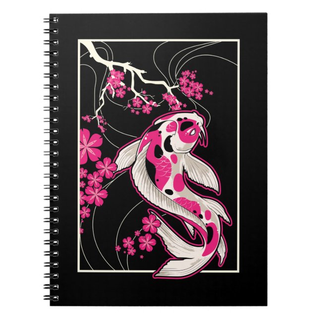 Carnet Japon Koi Poisson Fleur de Cerisier Japonais Nishi (Devant)