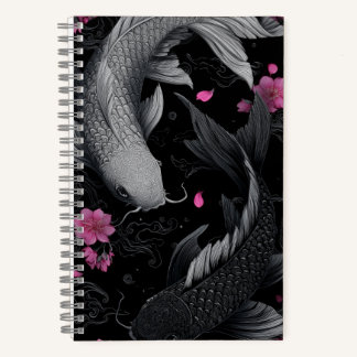 Carnet Japonais Koi Fish mode foncé