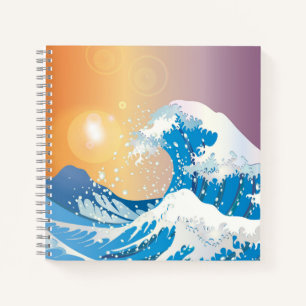 Carnet Japonais Wave Art Sunset Ocean