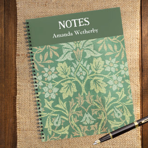 Carnet Jardin de fleurs William Morris personnalisé vert